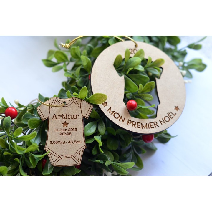 Duo de décorations Mon premier Noël personnalisées