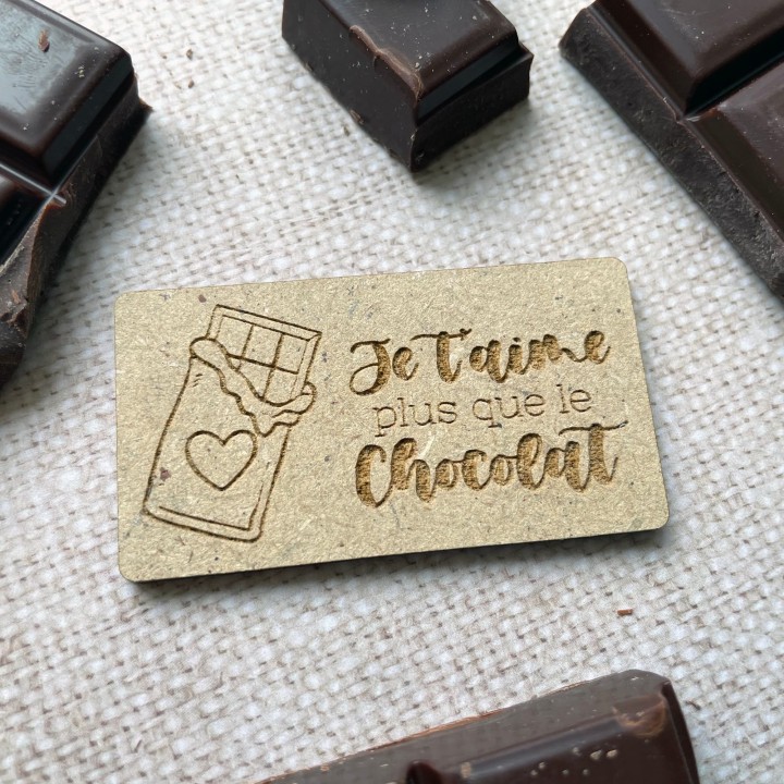 Aimant en bois Je t'aime plus que le chocolat