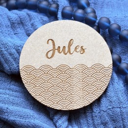 Carte Prénom Bébé en bois - Motif Japonais
