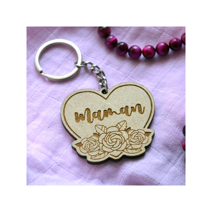 Porte-clé Maman en bois