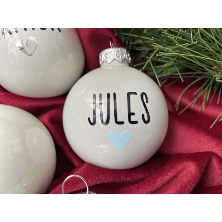 Boule de Noël personnalisée Coeur - Déco de Noël prénom