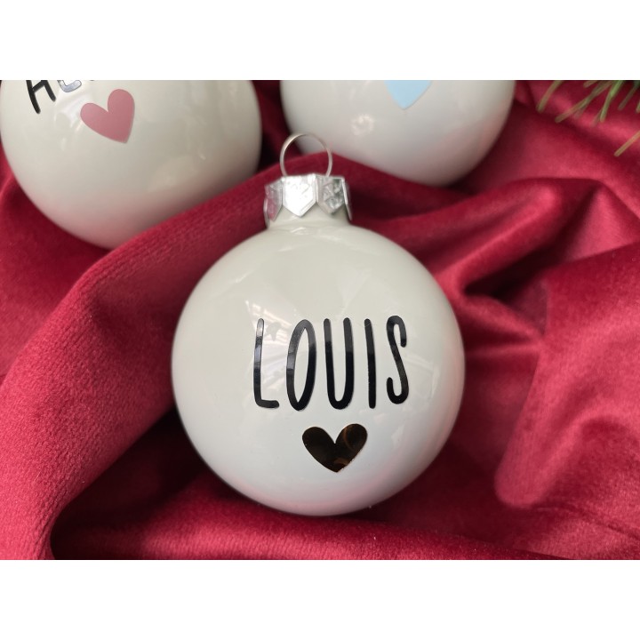 Boule de Noël personnalisée Coeur - Déco de Noël prénom