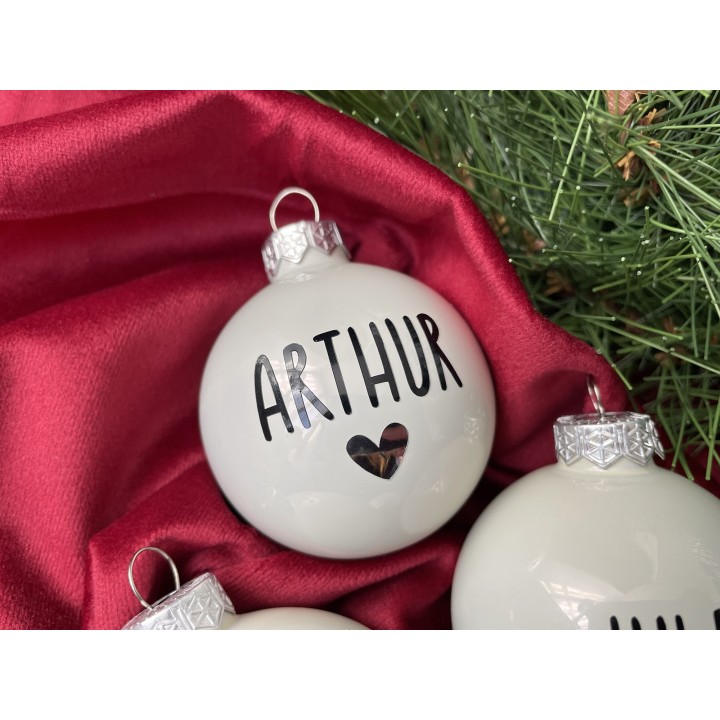 Boule de Noël personnalisée Coeur - Déco de Noël prénom