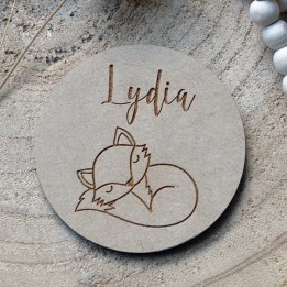 Carte Prénom Bébé en bois - Renard