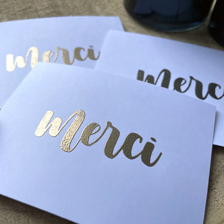 Lot de 10 Cartes Merci doré
