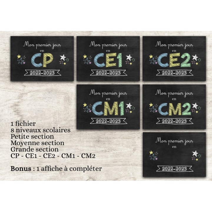 Kit Affiches Premier jour d'école à télécharger
