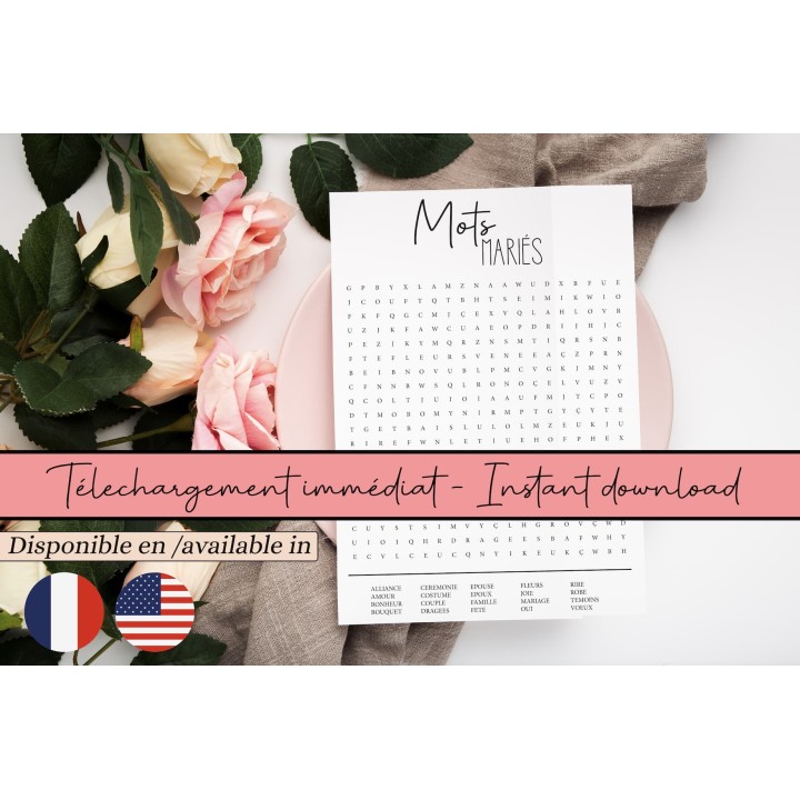 Mots mêlés Mariage à télécharger