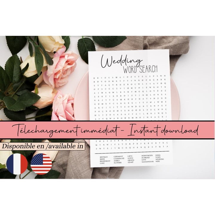 Mots mêlés Mariage à télécharger