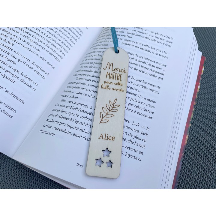Marque-page Merci Maître Personnalisé en bois