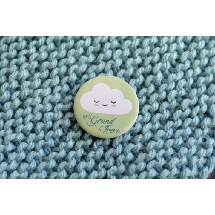 Badge Nuage Bientôt Grand Frère - Vert
