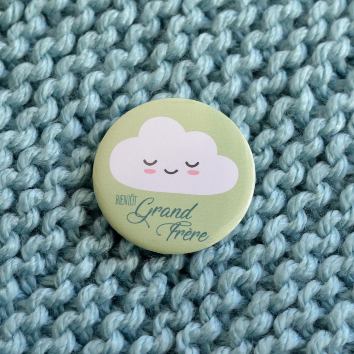 Badge Nuage Bientôt Grand Frère - Vert