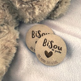Bisou de Poche Personnalisé en bois - Jeton personnalisé en bois