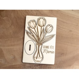 Carte Bouquet de Fleurs en bois - Cadeau Fête des mères personnalisé