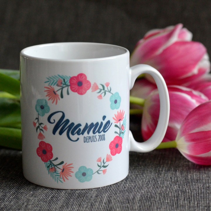 Mug blanc Mamie depuis... Tasse Personnalisable - Fête des Mères, Fête des Grand-mères