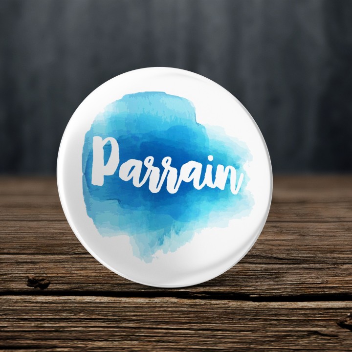 Badge pour Parrain - Aquarelle