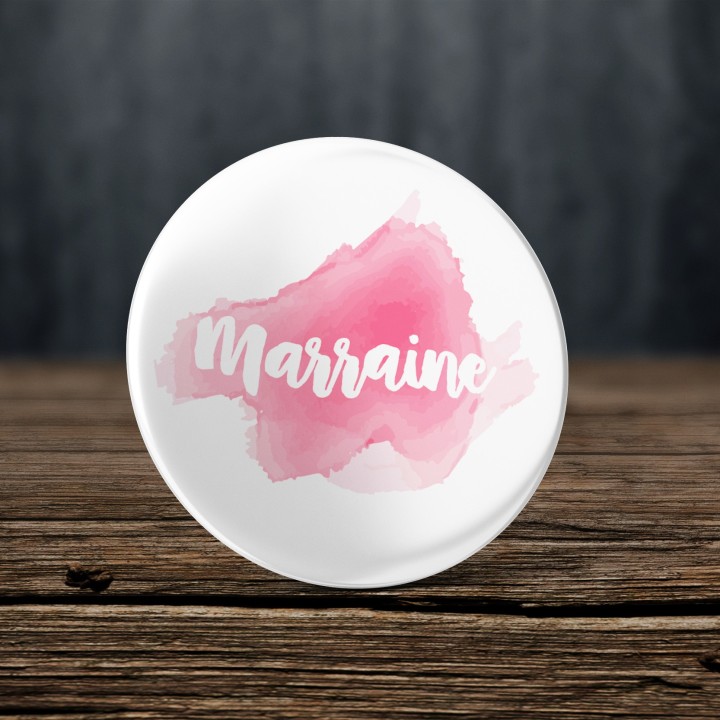 Badge pour Marraine - Aquarelle