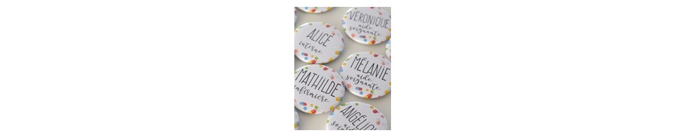 Badge infirmière personnalisé. Badge avec prénom et fonction.
